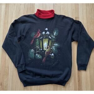 Vintage Cotton Grove Cardinal Bird Winter Snow Grandma Sweatshirt Women’s Large